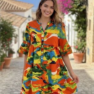 Vibrant Multicolor Midi Dress